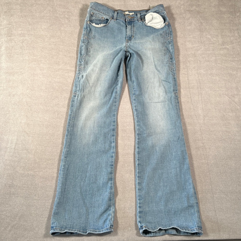 Levis Classic Bootcut Embroidered Mid Rise Jeans Women 8 Blue Denim